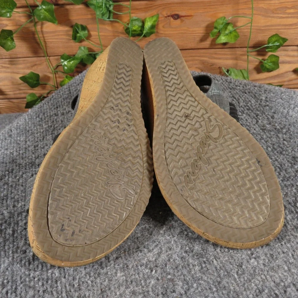 Skechers Cali Beverlee‎ Smitten Kitten Women's 7 Gray Fabric Wedge Sandals